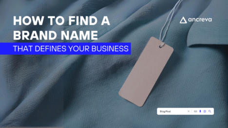 ancreva - How to Find a Brand Name That Defines Your Business 5 Close-up of a light blue fabric garment with a blank tag attached, overlaid with the text "HOW TO FIND A BRAND NAME THAT DEFINES YOUR BUSINESS".